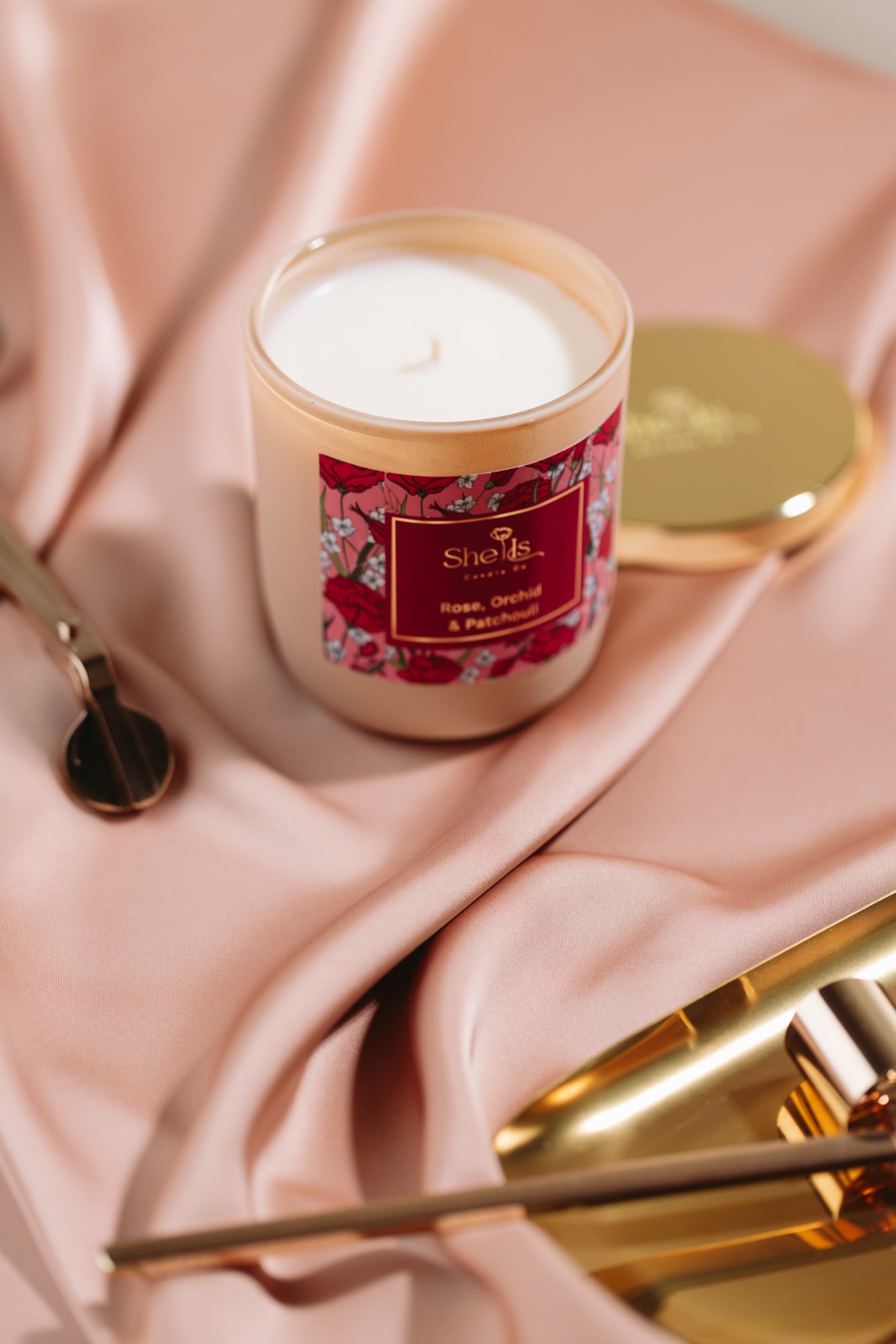 Rose, Orchid & Patchouli Floral Soy Candle – In Bloom Collection | She Is Candle Co