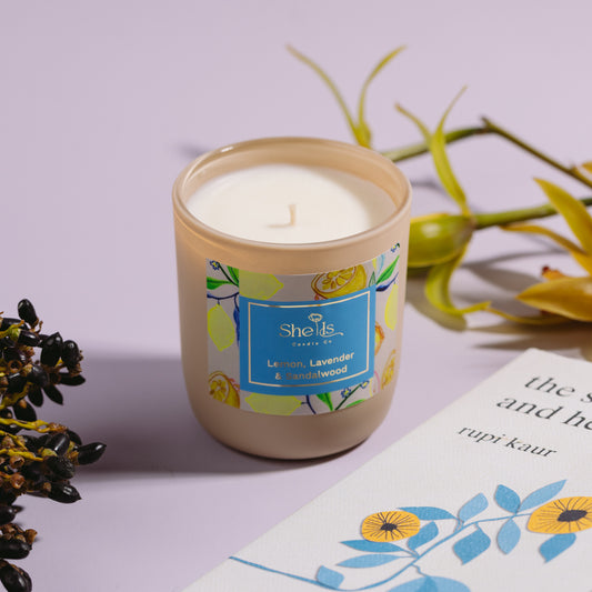 Lemon, Lavender & Sandalwood Soy Candle – In Bloom Collection | She Is Candle Co.