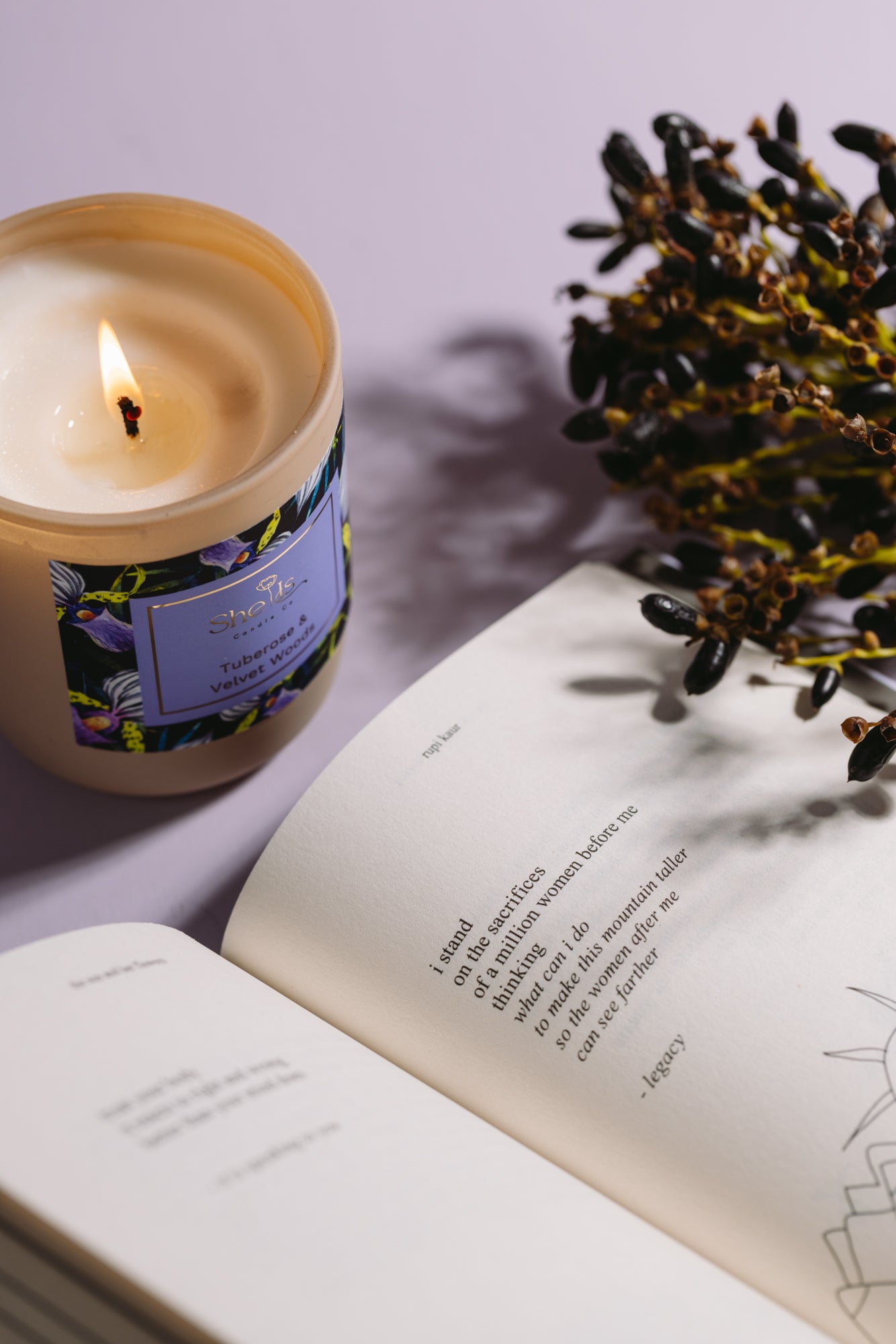Tuberose & Velvet Woods Luxury Soy Candle – In Bloom Collection | She Is Candle Co.